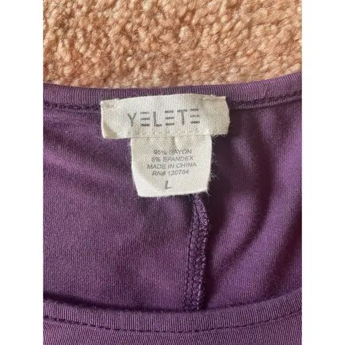 Yelete  Women’s T-shirt  Blouse with chiffon peplum Stretch Short Sleeve Size L