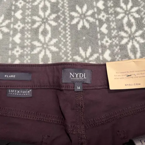 NYDJ NWT Julia Relaxed High Rise Flared Jean In Eggplant Purple Size 14