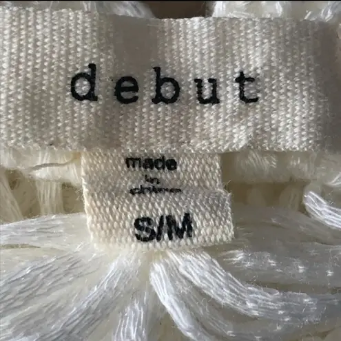 Debut Cream Crochet Knit Cropped Tank Top Open Back Scalloped S/M