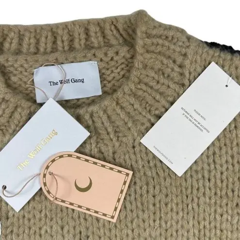 The Wolf Gang Palermo Chunky Knit Sweater in Black Wave Tan Size M