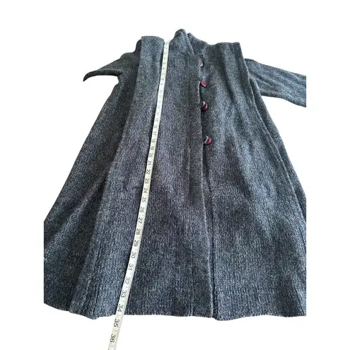 Vintage Sakowitz 70s 80s Gray Long Button Sweater Cardigan Coat Hig Sz L READ Size L