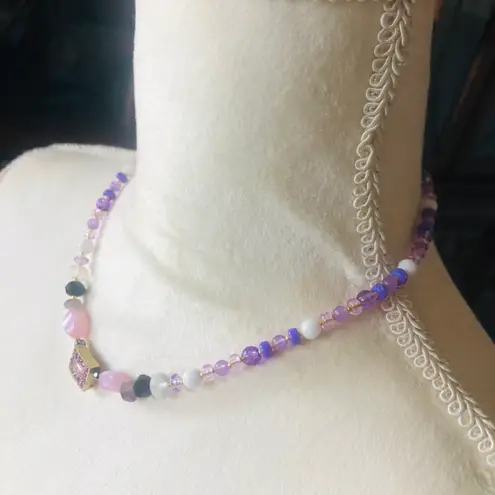 Amethyst Handcrafted opal moon glow crystal beaded necklace