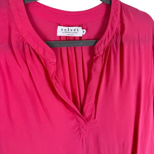 Velvet By Graham & Spencer Pink Lightweight Rayon Long Sleeve Blouse Size S