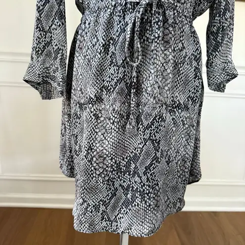 Babaton Aritzia Bennett Snake Print Silk Shirt Dress XS