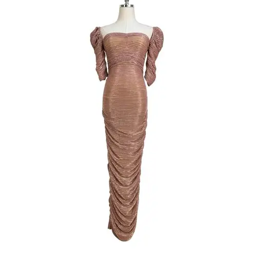 Miss Circle Formal Ruched Pink Maxi Dress Size XS