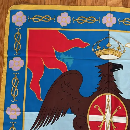 Vintage Emilio Rusconi Italian Eagle 100% silk scarf Red Blue
