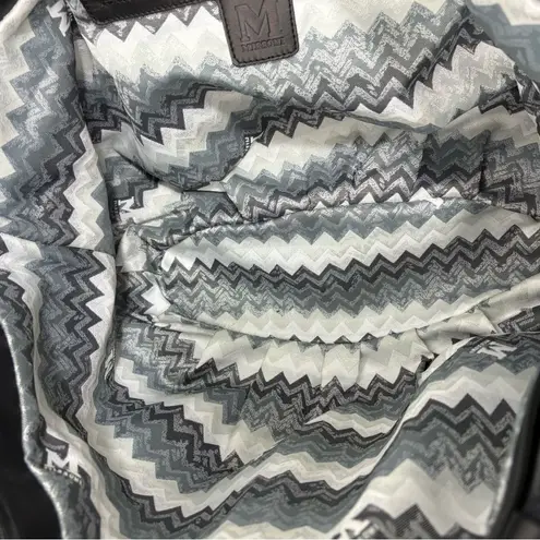 Missoni Large Canvas Tote Bag Multi Colored Abstract Floral Leather Trim