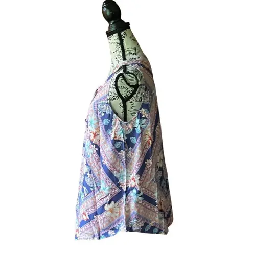 J. JILL Handkerchief Hem Top Sz S Womens Paisley Satin Tunic Blouse Classic Pink