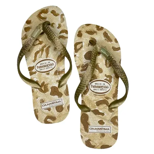 Havaianas new x CIA Maritima ☼ Limited Ed Flip Flops ☼ Metallic Gold Leopard ☼