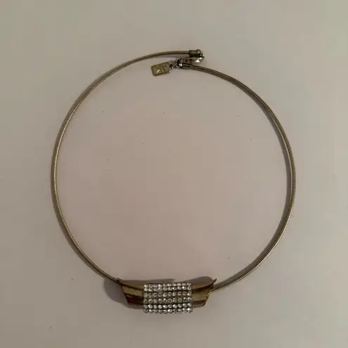 Women's AK Anne Klein Gold Tone Choker Collar Necklace Vintage