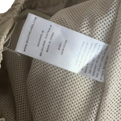 Wilo The Label Nylon Pants Women's Size S Drawstring Waist Beige Tan