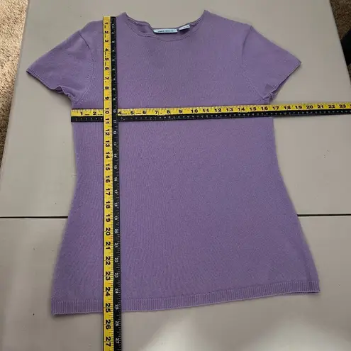 Gene Meyer Cashmere Sweater Womens Large Purple Crewneck Short Sleeve Classic L