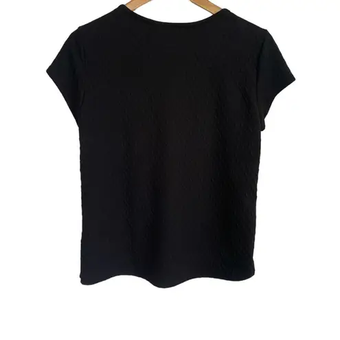 Bleeker & McDougal women's PXL short sleeve textured one piece layered top Black Size undefined