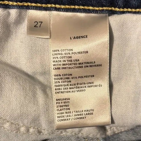 L'Agence Clayton Wide Leg Jeans Size 27 in Conway Wash EUC Non Stretch High Rise - Image 5