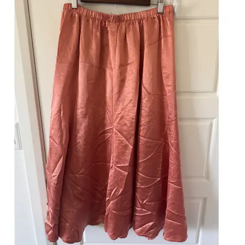 90s Vintage MCX sz L Womens Pink Satin ALine Pull On Maxi Skirt y2k Feminine USA Size L