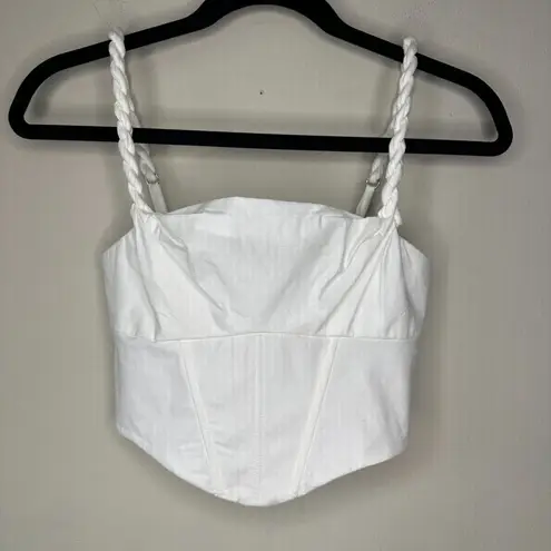 Oh Polly NWOT  Womens White Corset Cropped Top with Braided Straps Size 0