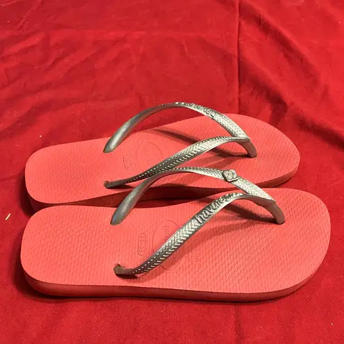 Havaianas Silver Red flip flops with crystal