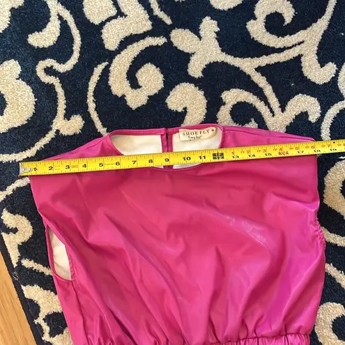 Shoefly Pink Leather Look Top Drawstring Cropped Hem