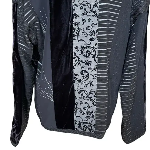 Vintage Max & Mabel Mix Fabric Artsy Black Jacket Size 1 Velvet Stripe Artsy Size L