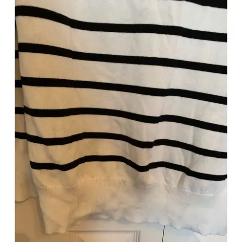 black stripe on off white 1/4 button sweater size xl womens