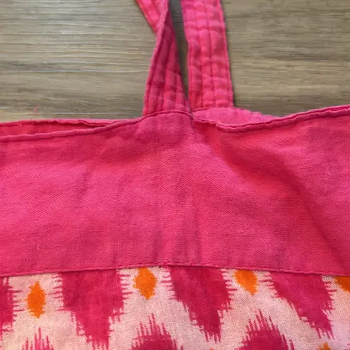 Shiraleah Chicago Orange Pink Printed 100% Cotton Zip Tote Bag