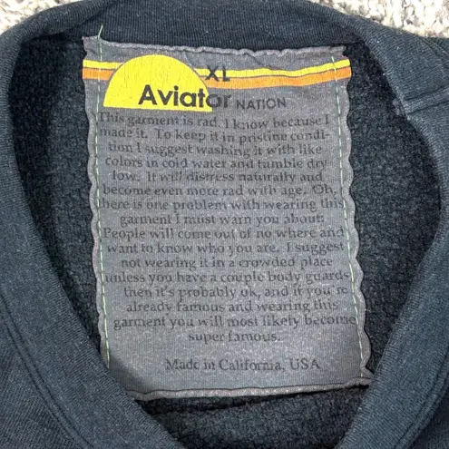 Aviator Nation Rare 7-Stripe Bolt Crew XL Gray Pink Bolt Rainbow Sleeve USA 70s