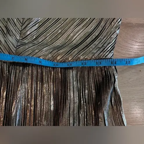 The Room gold pleated v-neck dress size large