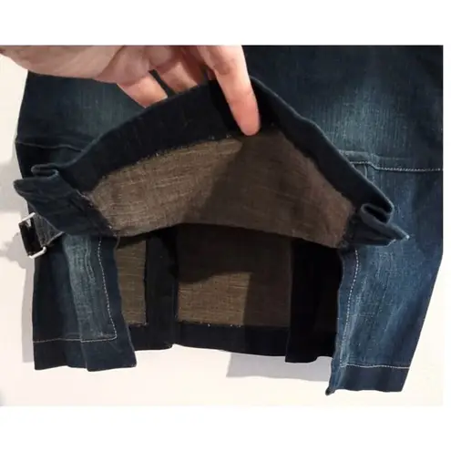 Emporio Armani Vintage Simin T Spa Denim Buckle Front Back Flaps Mini Skirt 6