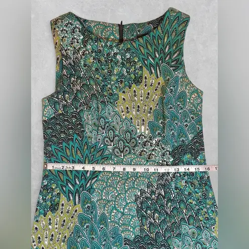 Connected Apparel Peacock Print Sleeveless Sheath Dress Size 10