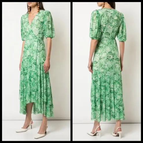 Ganni ππ Mesh Wrap Maxi Dress ~ Island Green Rose EU 34 NWT