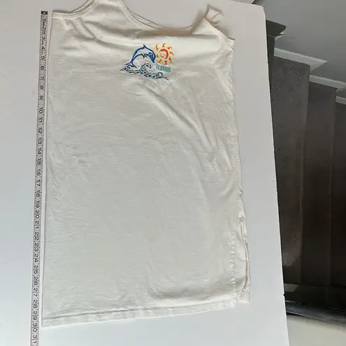 Tank dress beach coverup embroidered with Florida dolphin sun and ocean wave White Size undefined