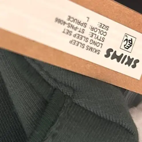 SKIMS Sleep Long Pajama Button Down Top – Spruce Green (Size L) NEW 🌿✨