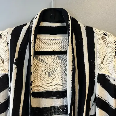 Desigual Varano Fine Knit Waterfall Open Cardi Sweater w/ Crochet Back Sz XL EUC