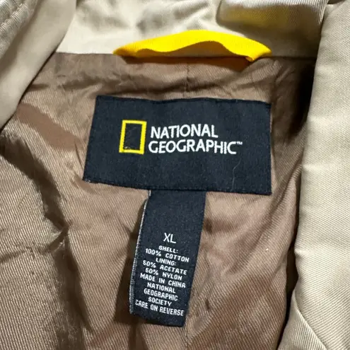 National Geographic Khaki Long Sleeve Button Up Jacket Size XL