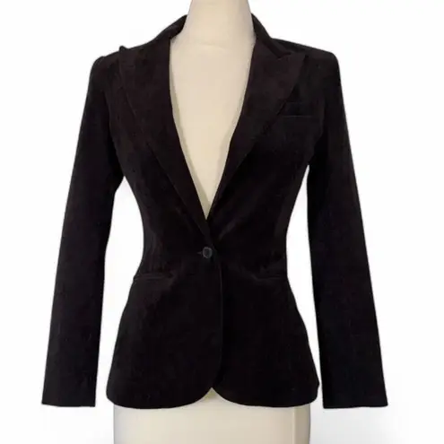 Norma Kamali Black Corduroy Blazer Jacket Size 4 Fitted Lined Stretch Classic