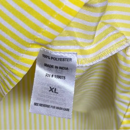 Yellow Striped Button Down Blouse Relaxed Fit Oversized Lightweight Comfy Preppy Size XL