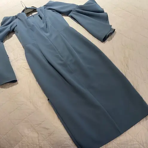 Milly Selena Blue Off the Shoulder Midi Column Dress New w/ Tags Formal Size 4