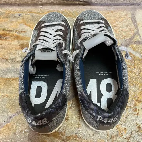 P448 John Shar Embellished Low Top Sneakers Gunmetal Silver 41 11 free people