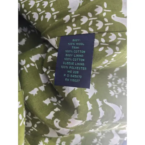 Boden Blazer British Tweed US 4 UK 8 Blue Green Dots 100% Wool Elbow Patch