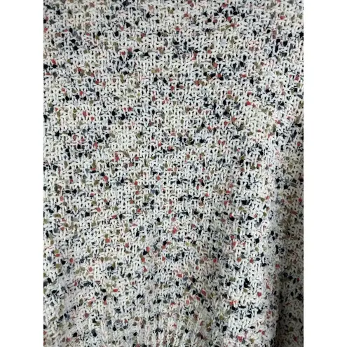 Moon & Madison Confetti Crocheted Chenille Open Front Cardigan White Size Large