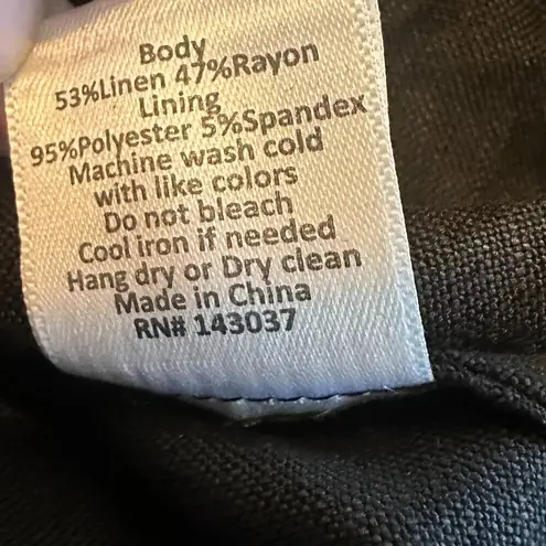 Hunter Bell Andie Linen Blend Dress Black Onyx Puff Sleeve Size 6 Women's