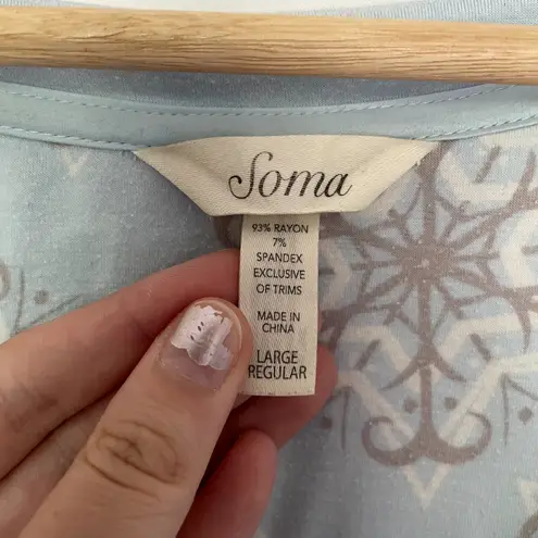 Soma light blue long sleeved pajama top women's size L rayon spandex casual Size L