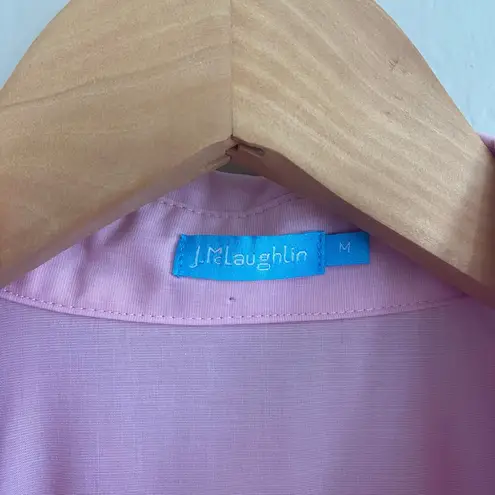 J. McLaughlin Makenna Cotton Shirt Dress Womens Size Medium Drop Waist Baby Pink
