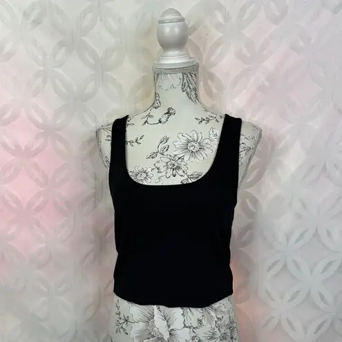 Collusion X Black Cropped Rib Racerback Tank Top Size 8