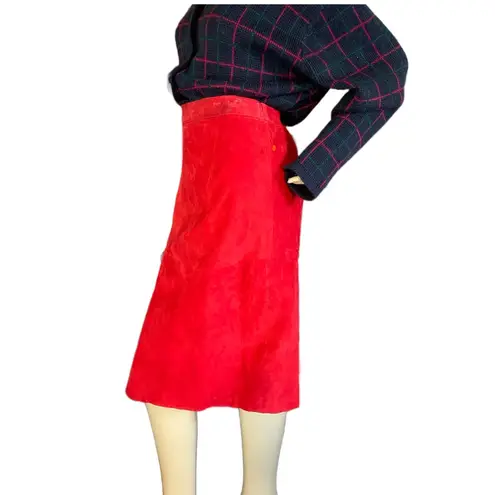 VINTAGE 1990'S RED SUEDE AUDREY JONES SKIRT (3X)