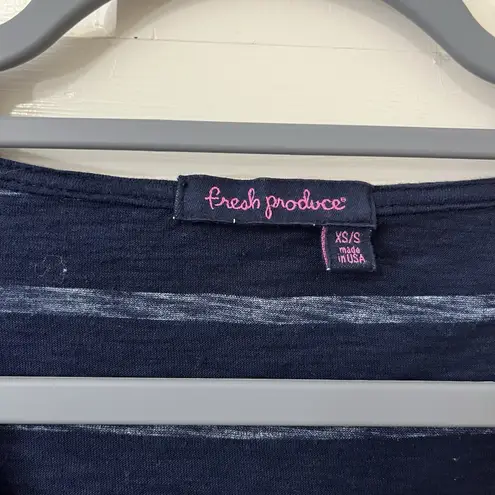 Fresh Produce Sz S 100% cotton Nautical Navy striped tunic hoodie FLAW