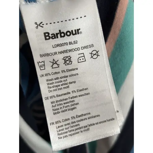 Barbour Womens 12 Large Harewood Stripe Dress Summer Coastal Cotton Preppy Cute
