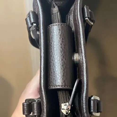 Etienne Aigner Small Vintage Dark Brown Women's Bag with Pebbled Leather Trim