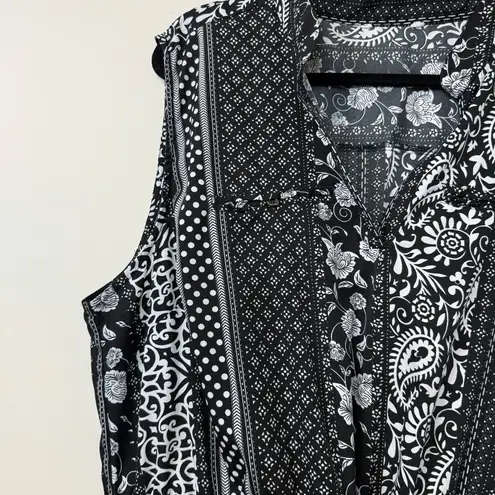 SheIn  Patchwork Dress Multi Print Sleeveless Knee Length Elastic Tie Waist 2X #