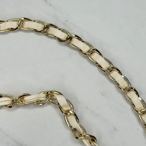 Faux Leather Woven Gold Tone Chain Link Purse Replacement Strap ✨